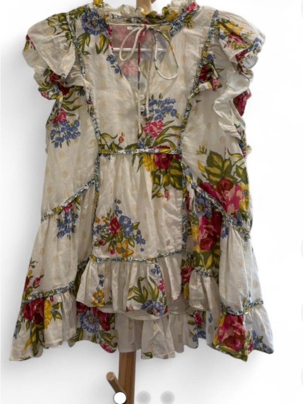 Floral Ruffle Tiered Blouse in Cream